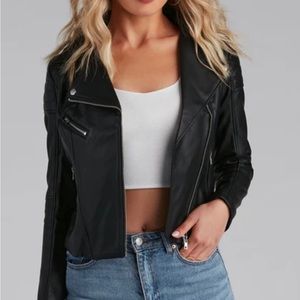 BRAND NEW faux black leather jacket